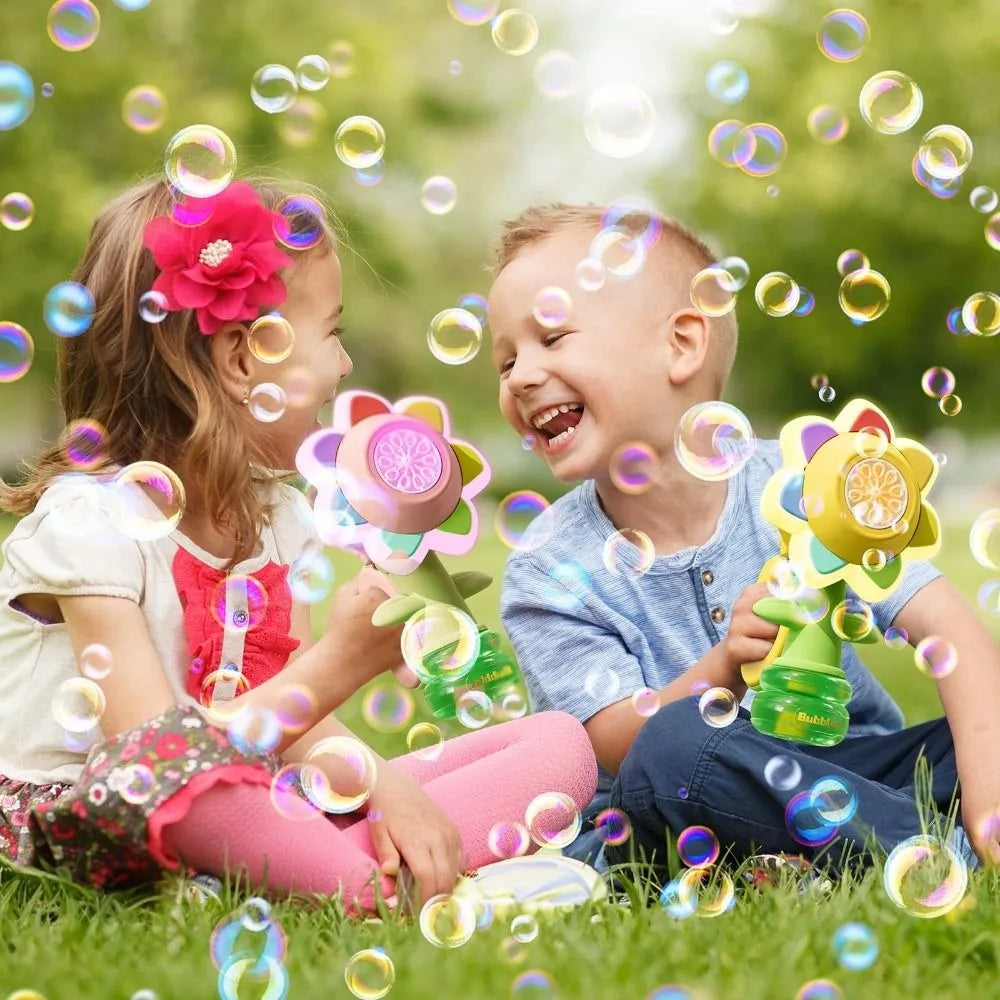 JoyKidsGo™ Sunflower Bubble Machine – Magical Bubble Fun for Kids!