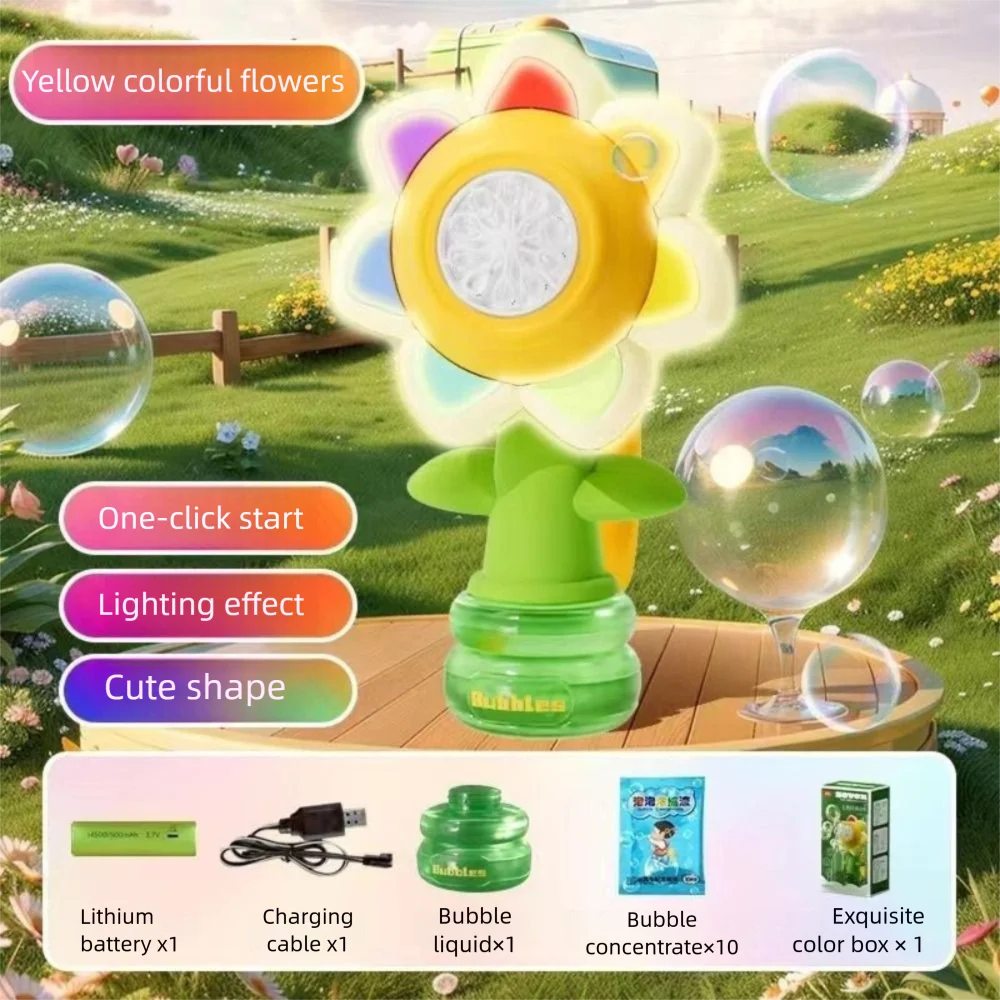 JoyKidsGo™ Sunflower Bubble Machine – Magical Bubble Fun for Kids!
