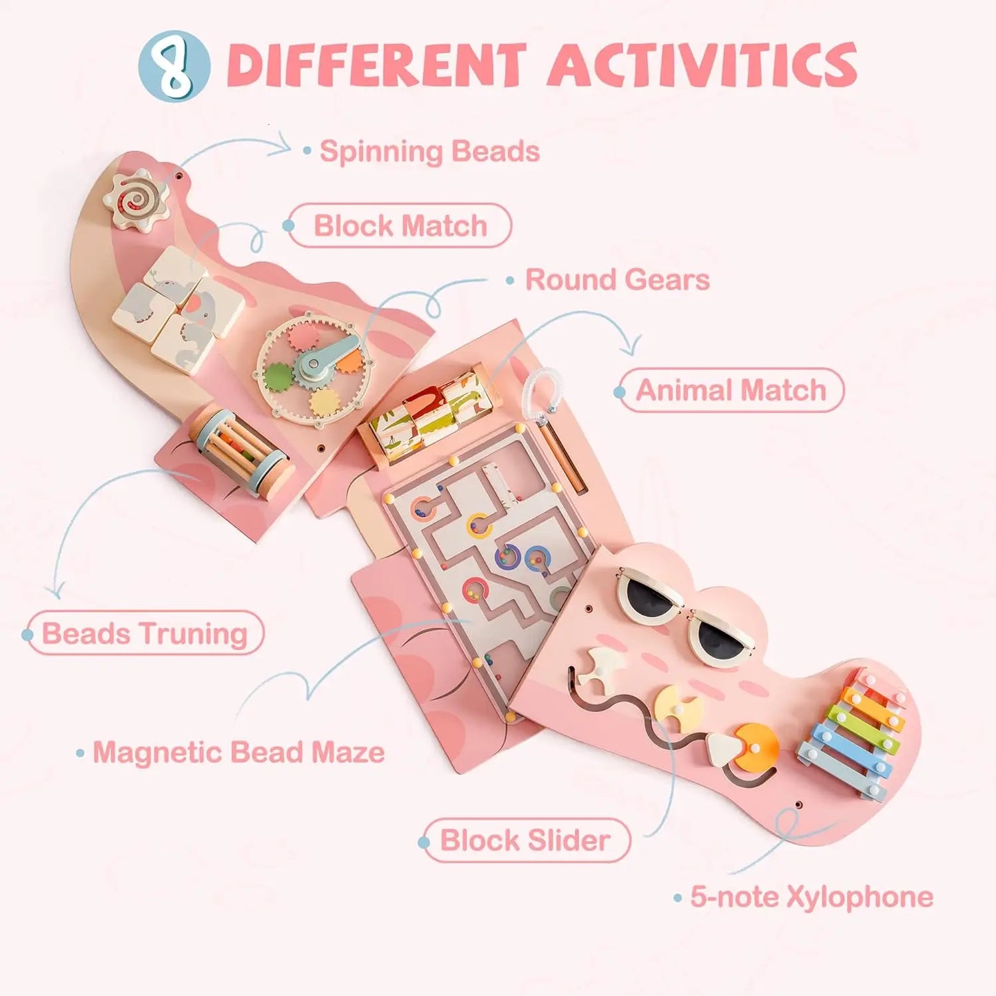 JoyKidsGo™ Wooden Busy Board 8 in 1