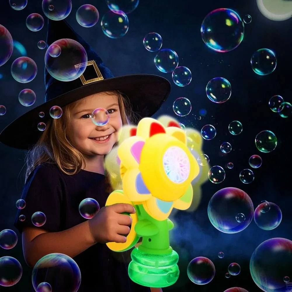 JoyKidsGo™ Sunflower Bubble Machine – Magical Bubble Fun for Kids!