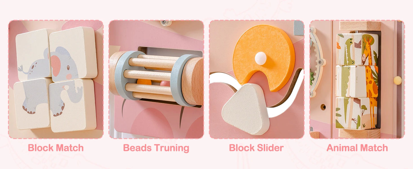 JoyKidsGo™ Wooden Busy Board 8 in 1