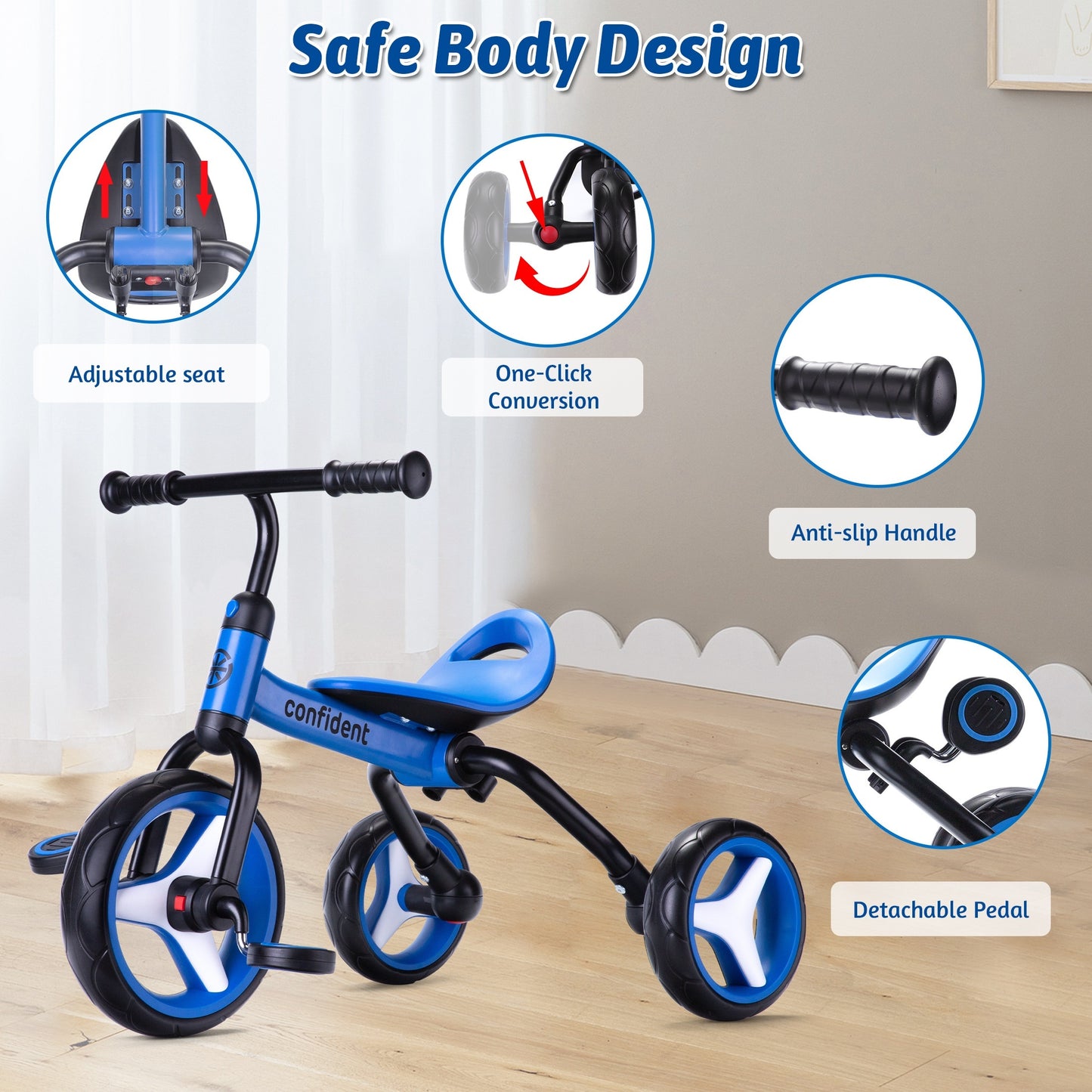 JoyKidsGo™ 4 n 1 - Kids Tricycle