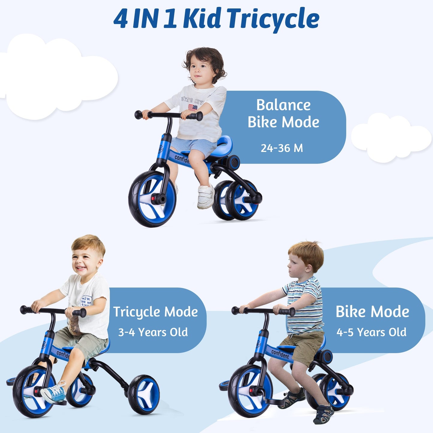 JoyKidsGo™ 4 n 1 - Kids Tricycle