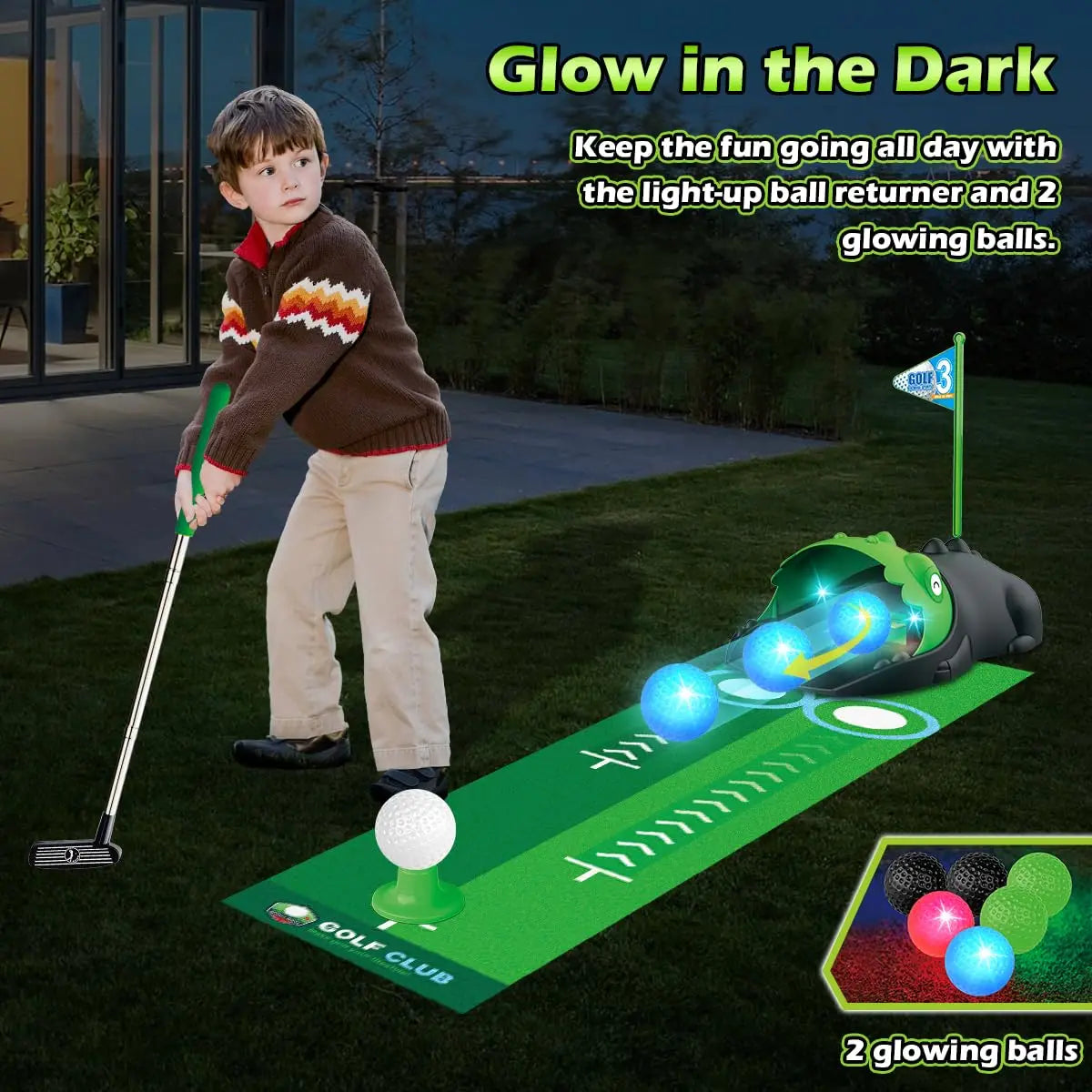 JoyKidsGo™ Golf Club Set with LED Automatic Ball Returner