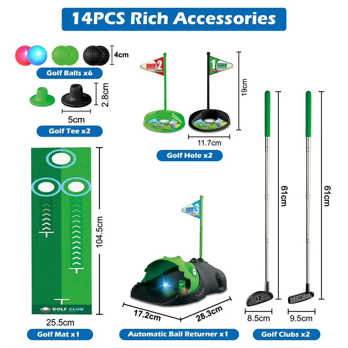 JoyKidsGo™ Golf Club Set with LED Automatic Ball Returner