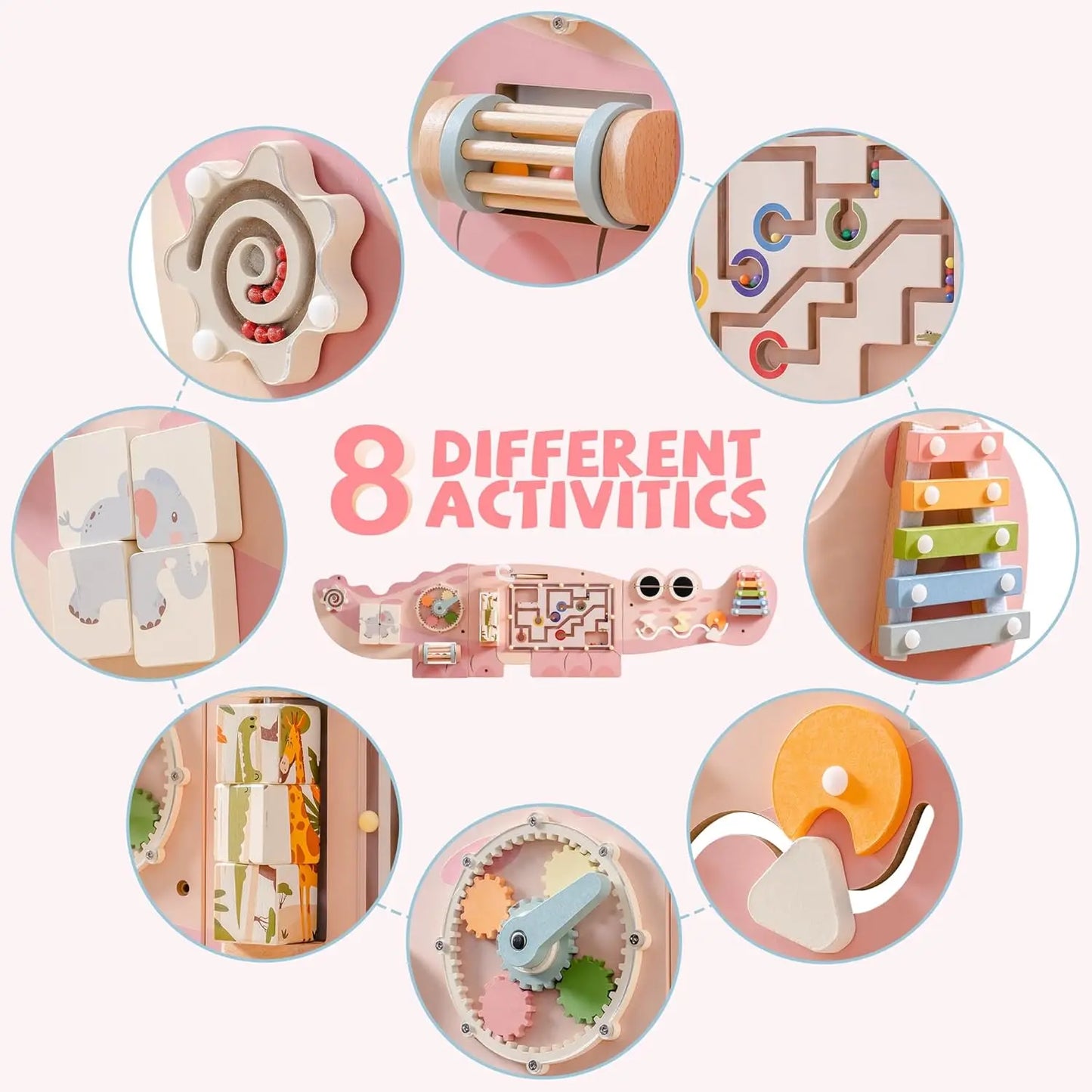 JoyKidsGo™ Wooden Busy Board 8 in 1