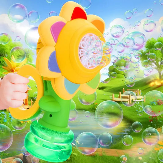 JoyKidsGo™ Sunflower Bubble Machine – Magical Bubble Fun for Kids!